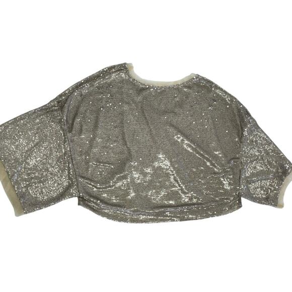 Free People Top Womens‎ Small Gold Champage Dreams Sequin Blouse Glam - Picture 5 of 10